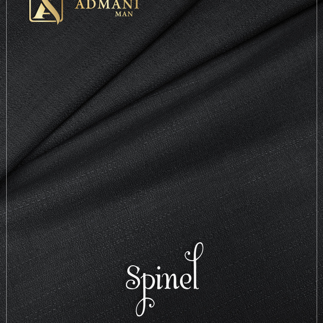 Spinel Black Premium Unstitched Fabric for Menswear Shalwar Kameez by Admani Man Pakistan - deep solid colour for formal styling