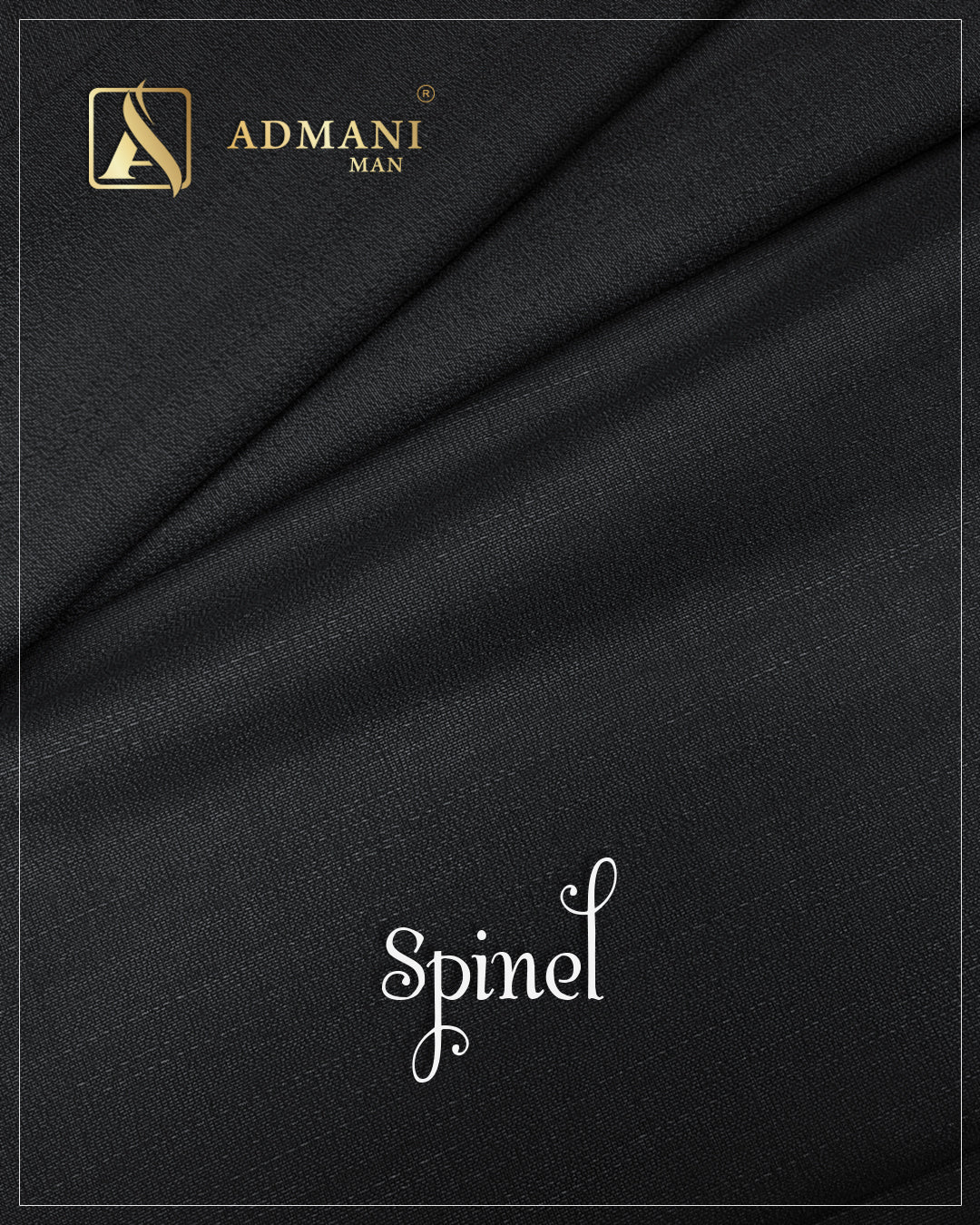 Spinel Black Premium Unstitched Fabric for Menswear Shalwar Kameez by Admani Man Pakistan - deep solid colour for formal styling
