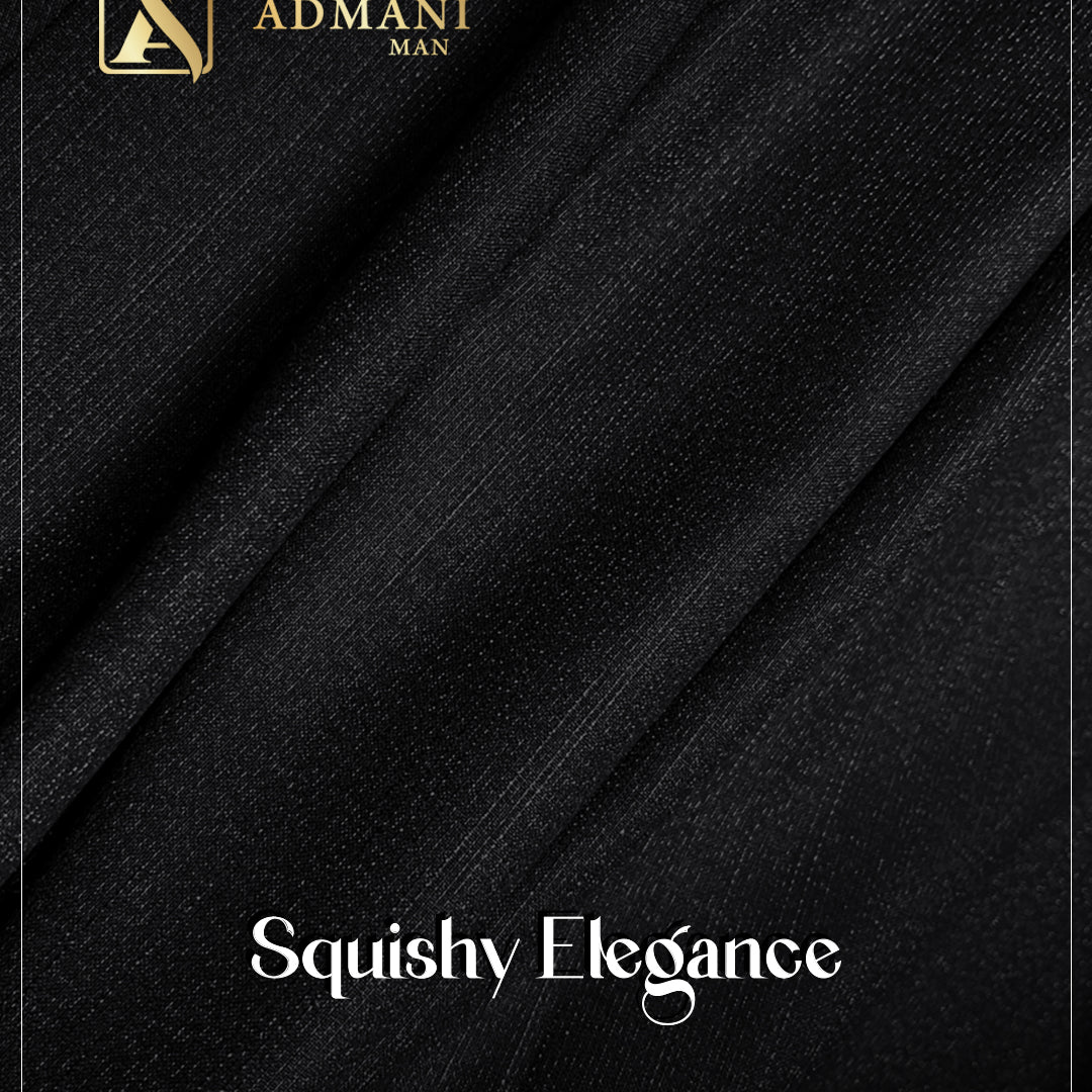 Squishy Elegance Black Unstitched Fabric Menswear Shalwar Kameez by Admani Menswear Pakistan