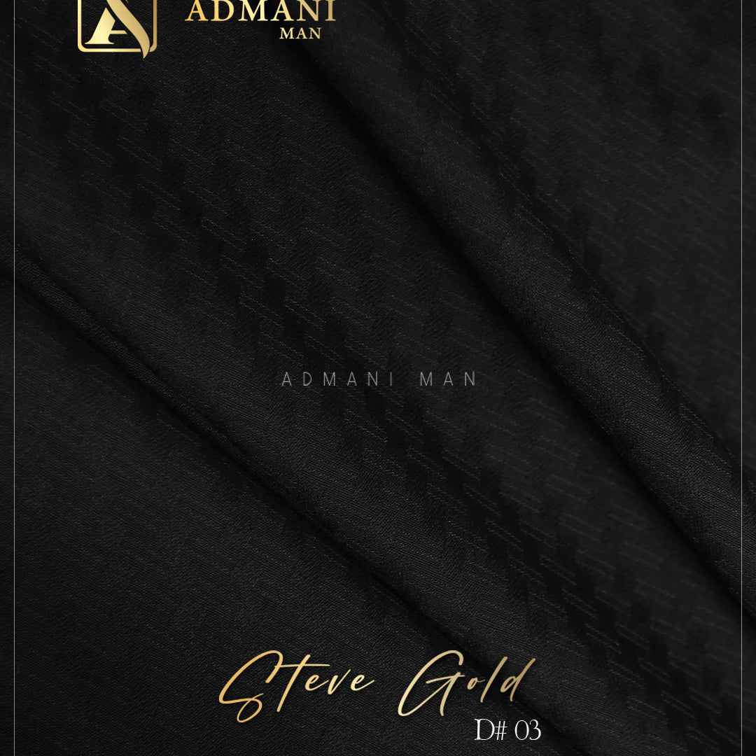 Steve Gold D#03 Black Premium Dobby Weave Winter Fabric for Formal Shalwar Kameez by Admani Man Pakistan