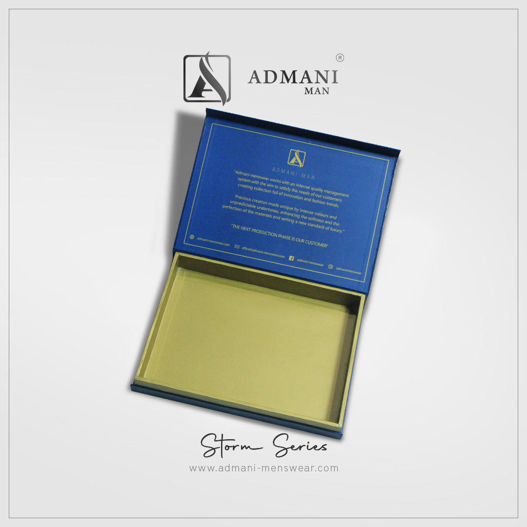 Storm Series open box showing luxury interior with magnetic closure for mens clothing pakistan by Admani Menswear