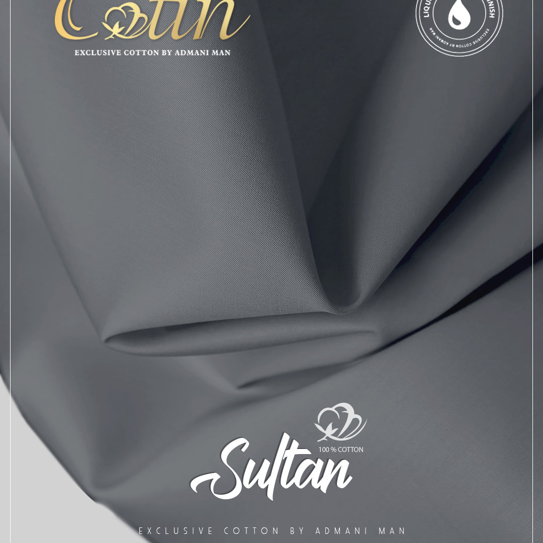 Sultan Arsenic Gray Premium Egyptian Cotton Liquid Ammonia Fabric for Everyday Elegance by Admani Pakistan