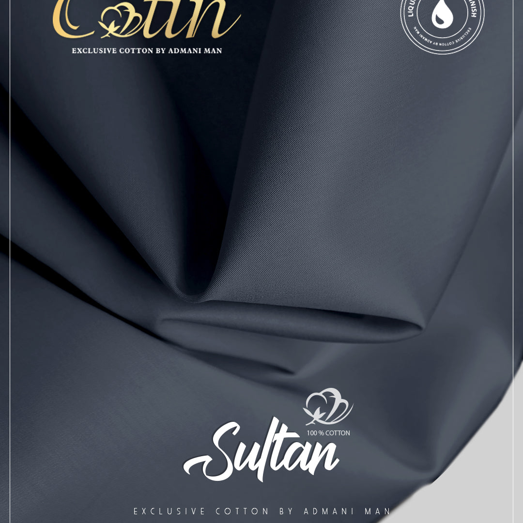 Sultan Beau Blue Premium Egyptian Cotton Liquid Ammonia Fabric for Summer Styling by Admani Pakistan