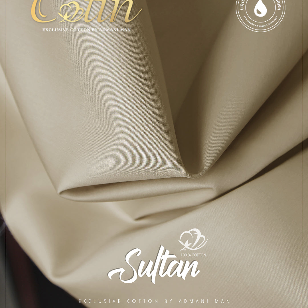 Sultan Sand Dollar Beige Premium Egyptian Cotton Liquid Ammonia Fabric for Premium Menswear by Admani Pakistan