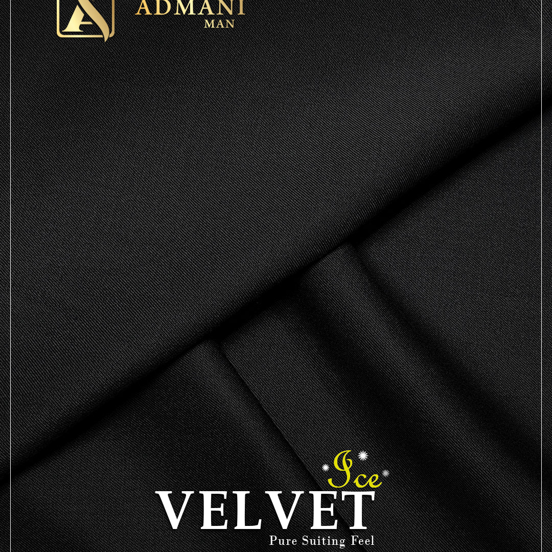 Velvet Ice Black Premium Dobby Medium-Winter Unstitched Fabric Menswear Shalwar Kameez by Admani Menswear Pakistan