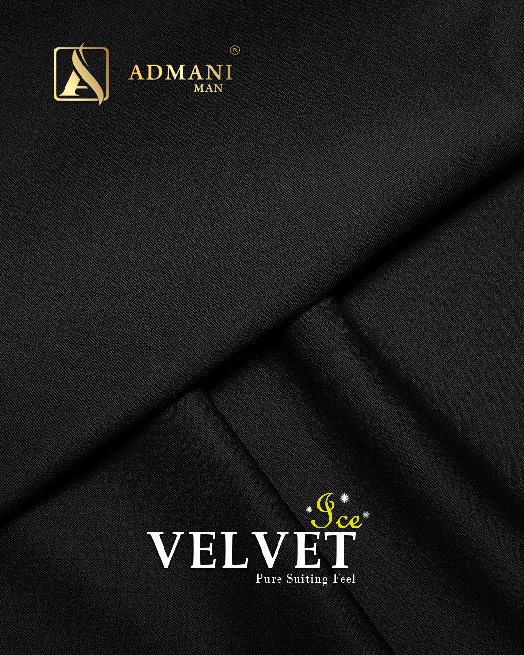 Velvet Ice Black Premium Dobby Medium-Winter Unstitched Fabric Menswear Shalwar Kameez by Admani Menswear Pakistan
