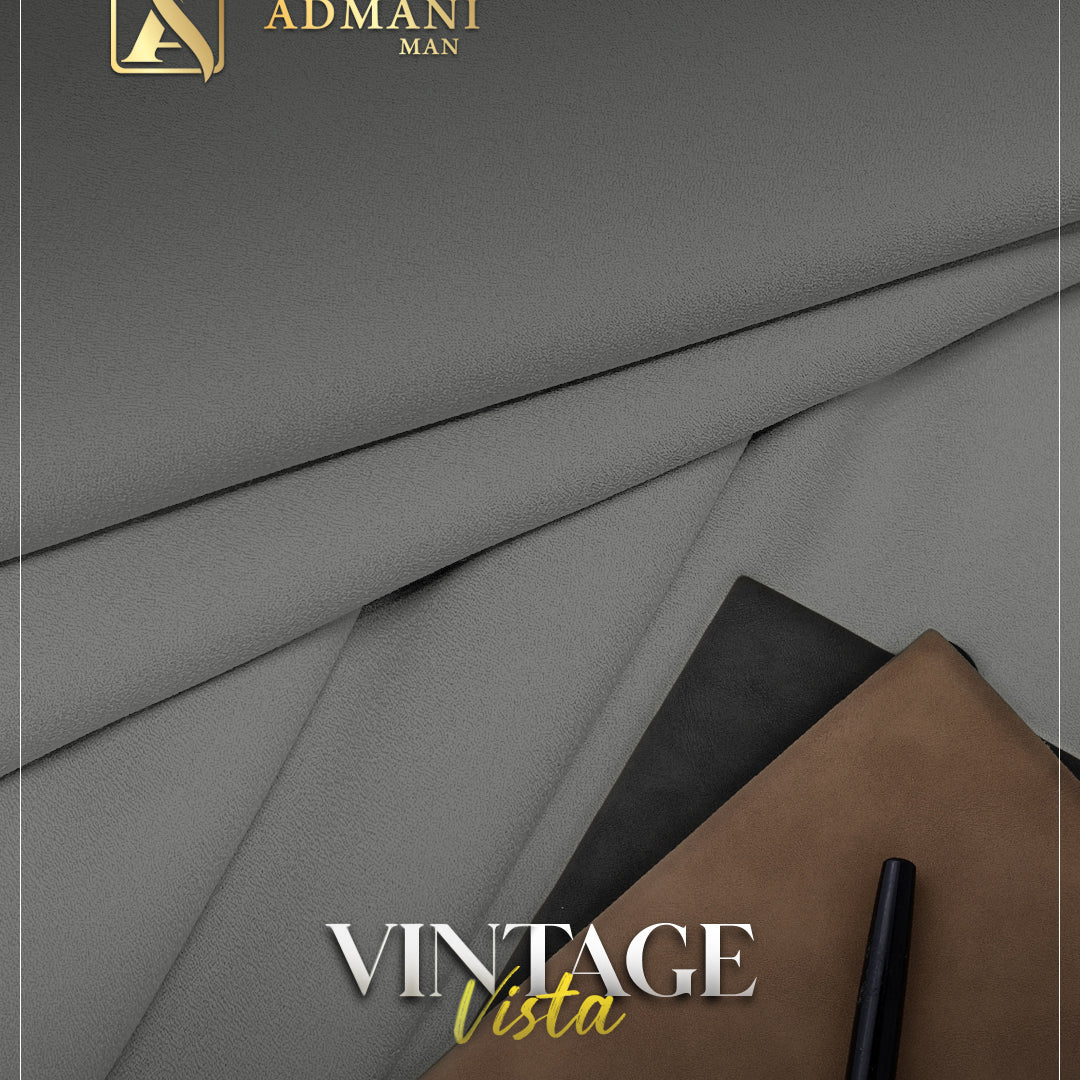 Vintage Vista Arsenic Gray Unstitched Shalwar Kameez Fabric for Men by Admani Menswear
