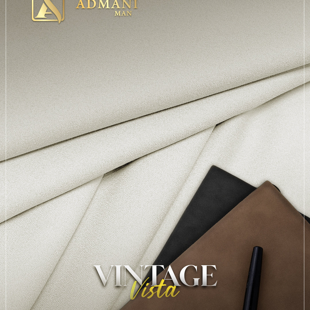 Vintage Vista Off White Unstitched Fabric for Mens Shalwar Kameez by Admani Menswear Pakistan