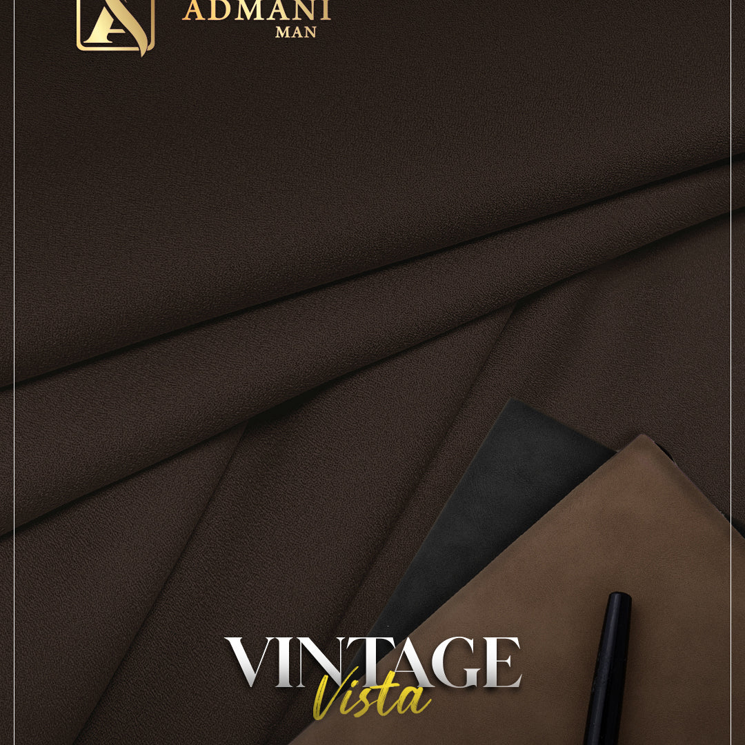 Vintage Vista Peanut Brown Unstitched Fabric Mens Clothing Pakistan by Admani Menswear