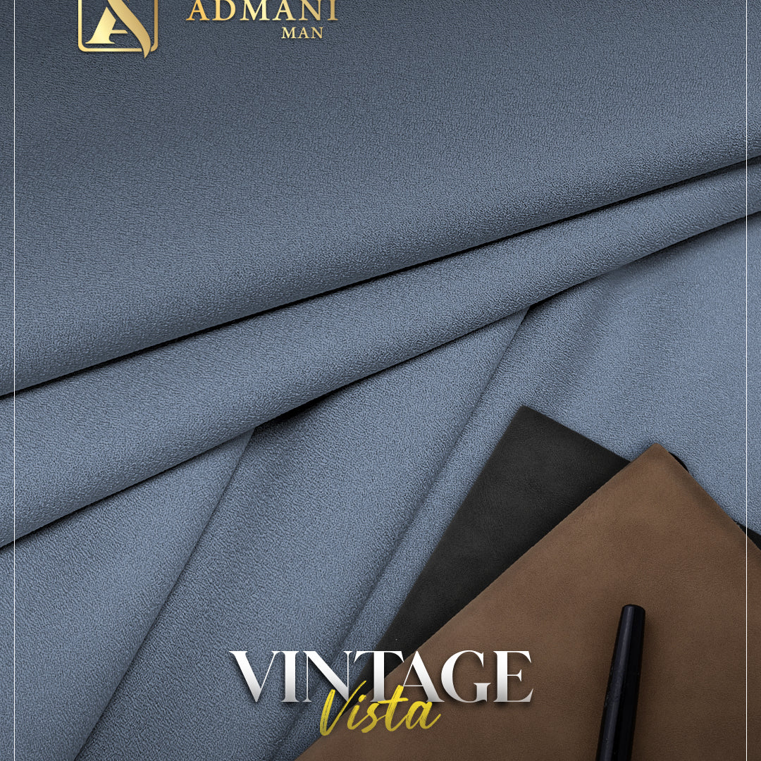 Vintage Vista Sky Blue Unstitched Shalwar Kameez Fabric for Men by Admani Menswear Pakistan