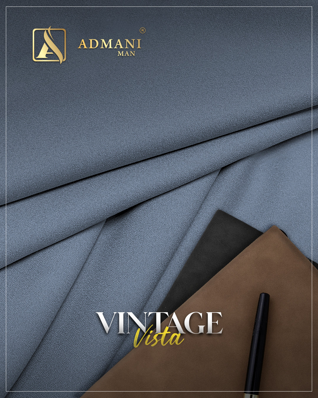 Vintage Vista Sky Blue Unstitched Shalwar Kameez Fabric for Men by Admani Menswear Pakistan