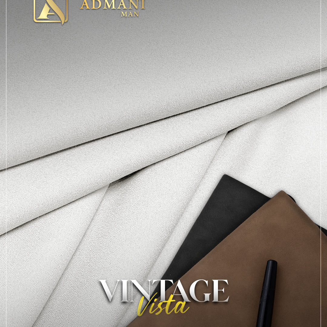Vintage Vista White Unstitched Mens Fabric Shalwar Kameez Colours by Admani Menswear Pakistan