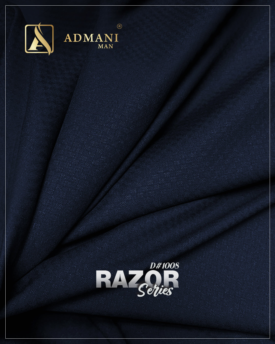 Razor Series D1008 Navy Blue Unstitched Shalwar Kameez Fabric by Admani Menswear Pakistan