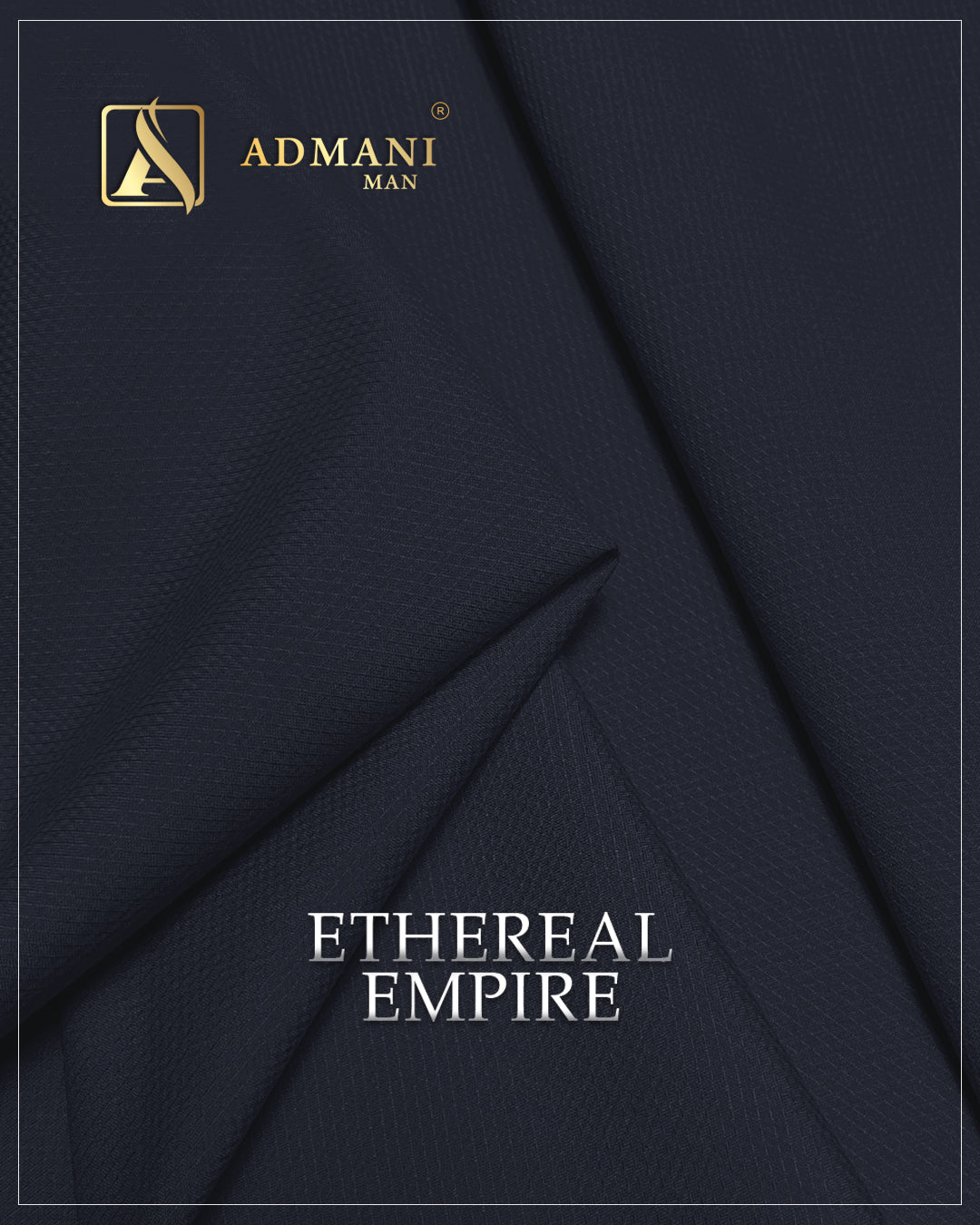Ethereal Empire Navy Blue Unstitched Shalwar Kameez Fabric Mens Clothing Pakistan by Admani Menswear