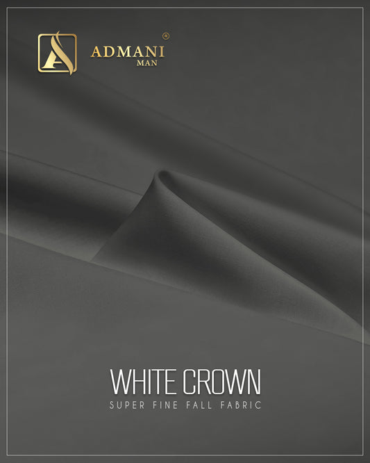 “Luxury men’s unstitched fabric – White Crown elegant white fabric collection”