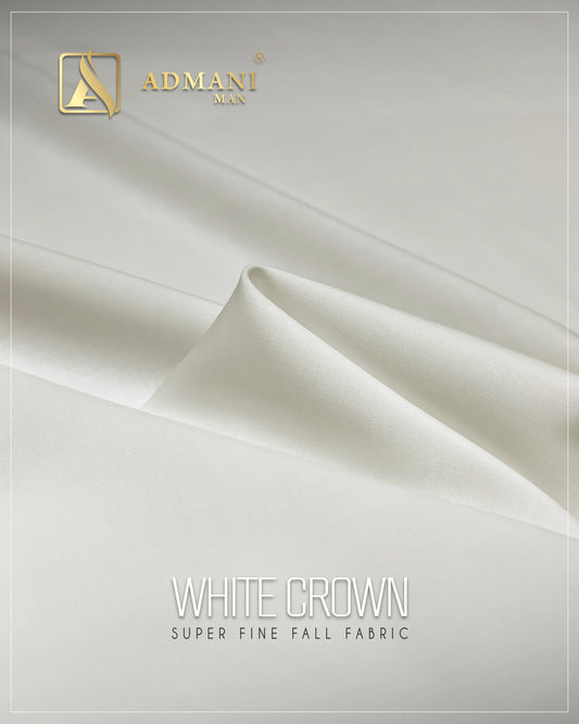“White Crown men’s fabric – high-quality unstitched material for traditional clothing”