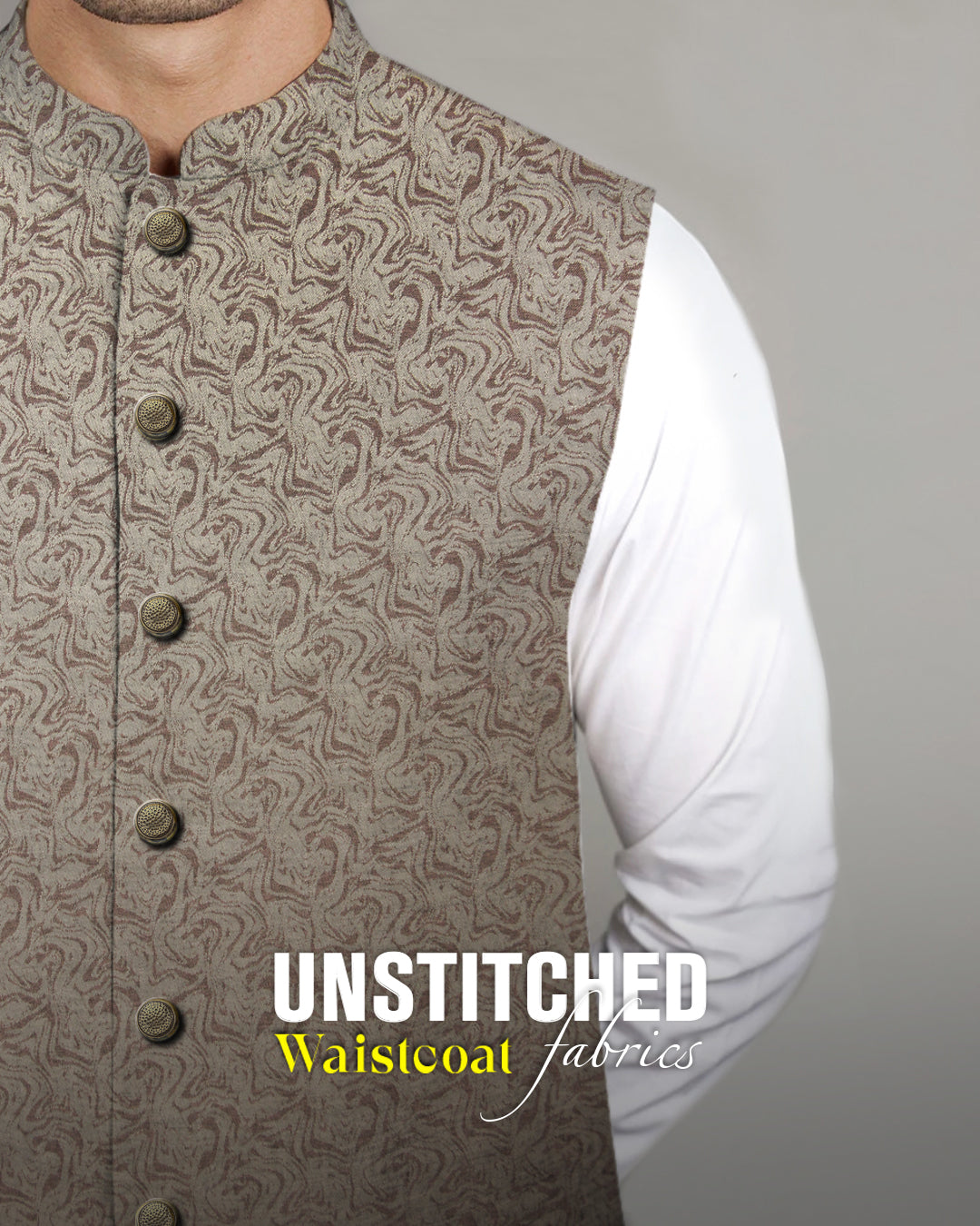 Admani Man Elite Collection D#01 premium unstitched menswear waistcoat fabric in a highly structured luxury weave.