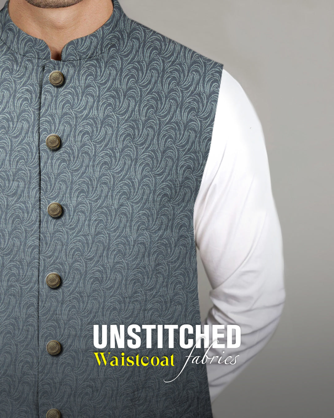 Admani Man Fave Collection D#03 premium unstitched menswear waistcoat fabric in a luxury structured textured weave.