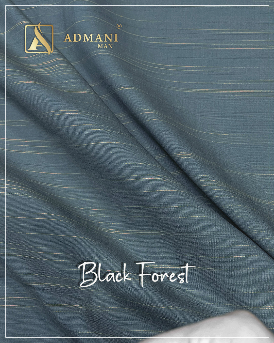 Black Forest Azure Blue Premium Unstitched Fabric for Formal Shalwar Kameez by Admani Pakistan