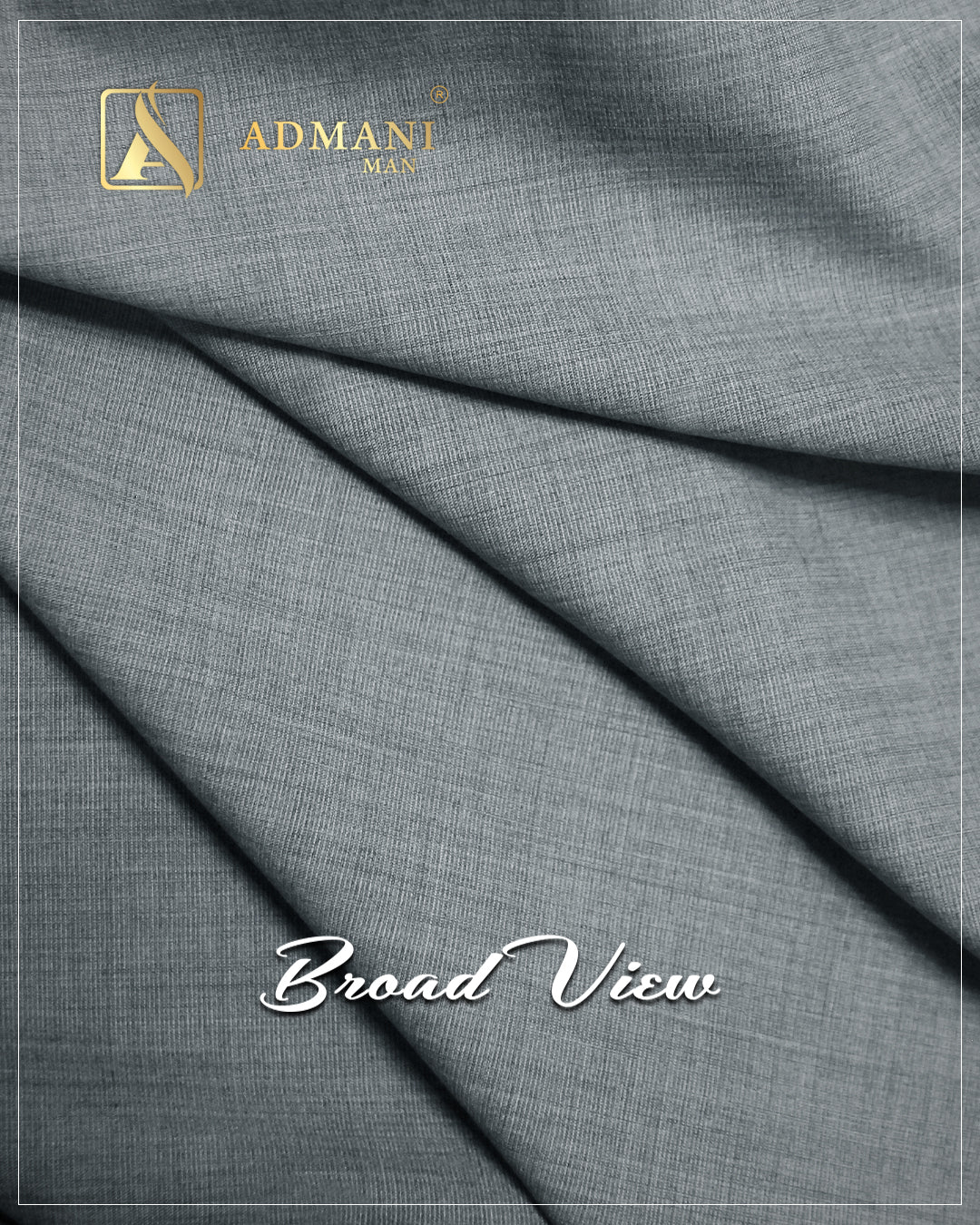 Broad View Grey Premium Cotton Unstitched Fabric Menswear Shalwar Kameez by Admani Menswear Pakistan