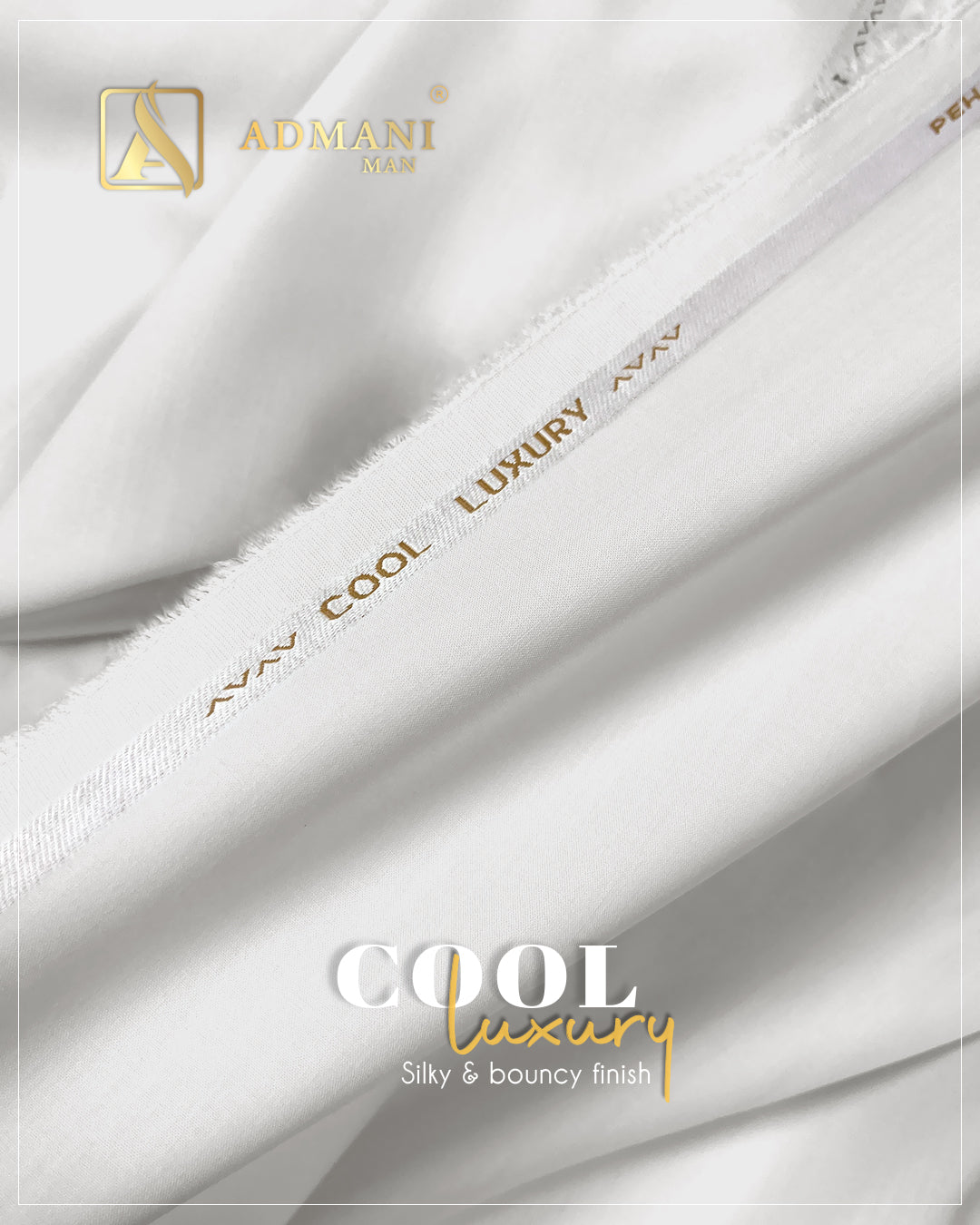 Cool Luxury White Unstitched Fabric Menswear Shalwar Kameez by Admani Menswear Pakistan