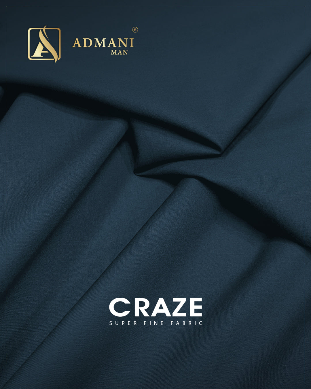 CRAZE Blue Sapphire Super Fine Unstitched Fabric for Menswear Shalwar Kameez by Admani Man Pakistan - rich blue tone for sophisticated menswear