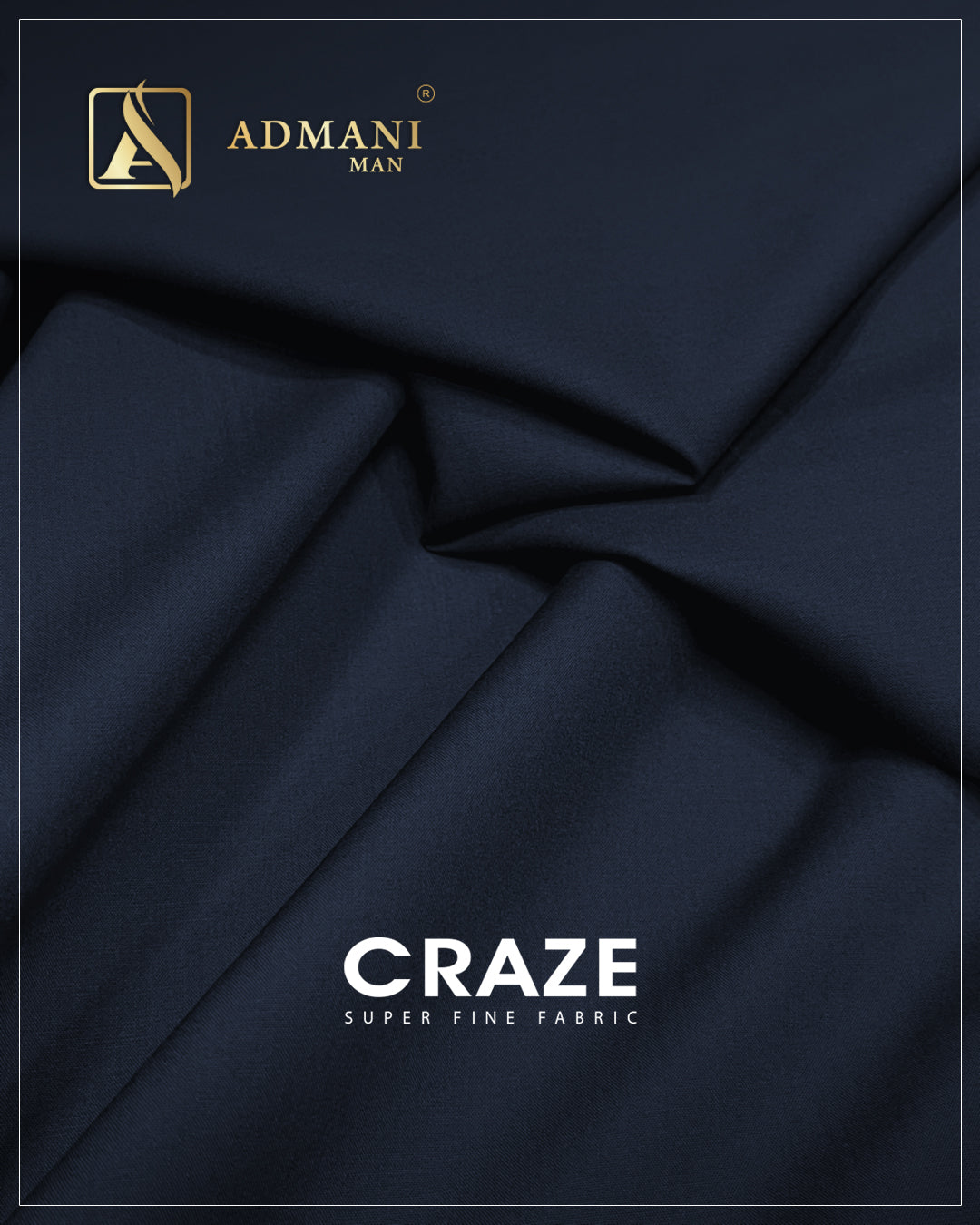 CRAZE Navy Blue Super Fine Unstitched Fabric for Menswear Shalwar Kameez by Admani Man Pakistan - classic navy tone for timeless menswear