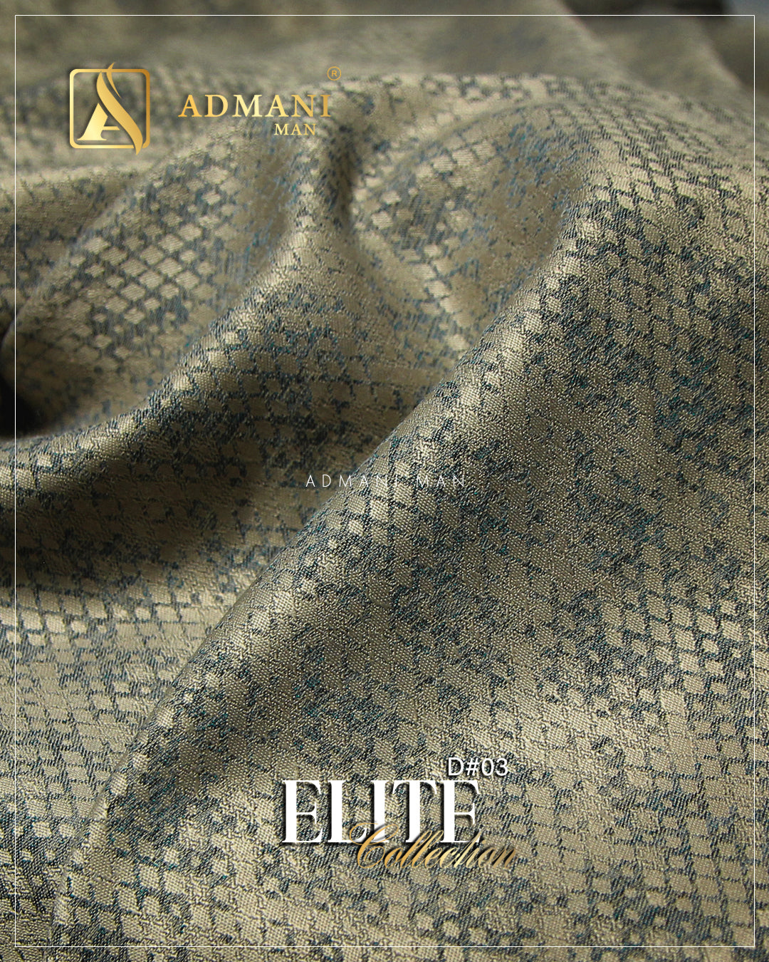 Elite Collection D#03 premium waistcoat fabric close-up - Beige geometric diamond weave pattern with subtle texture by Admani Man