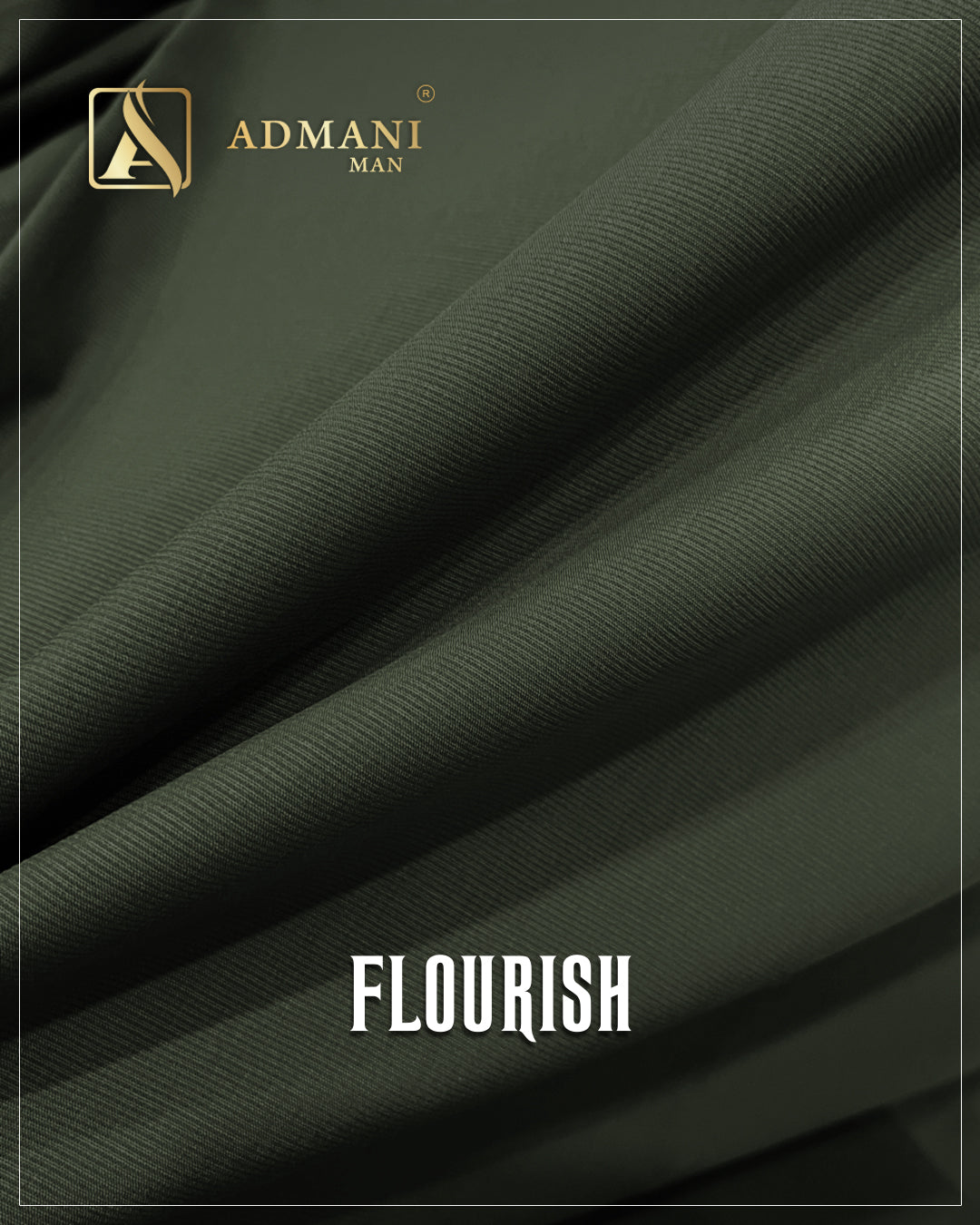 Flourish Collection: Dark Green Premium Unstitched Fabric for Men by Admani Menswear