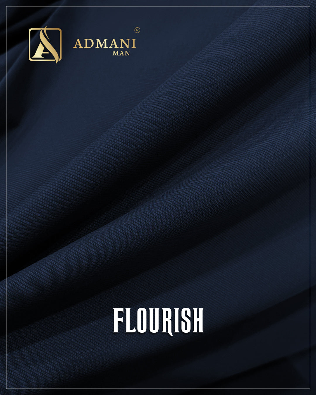 Flourish Collection: Navy Blue Premium Unstitched Fabric for Men by Admani Menswear