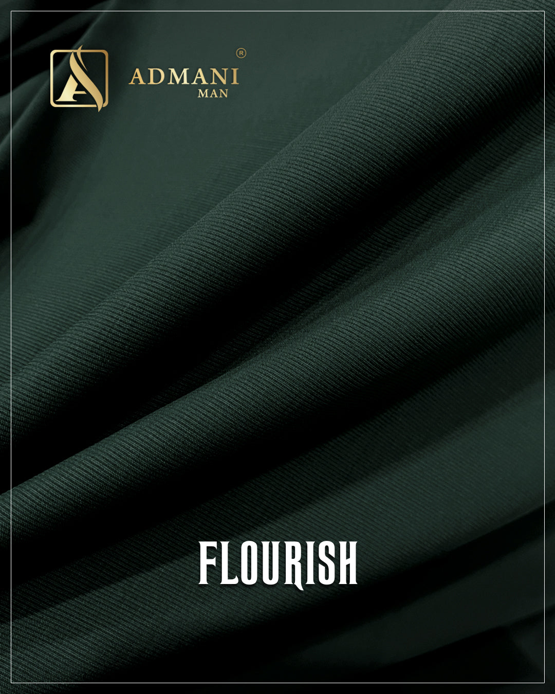 Dark green Premium unstitched Wash & Wear men's kurta fabric from Flourish collection by Admani Menswear Pakistan