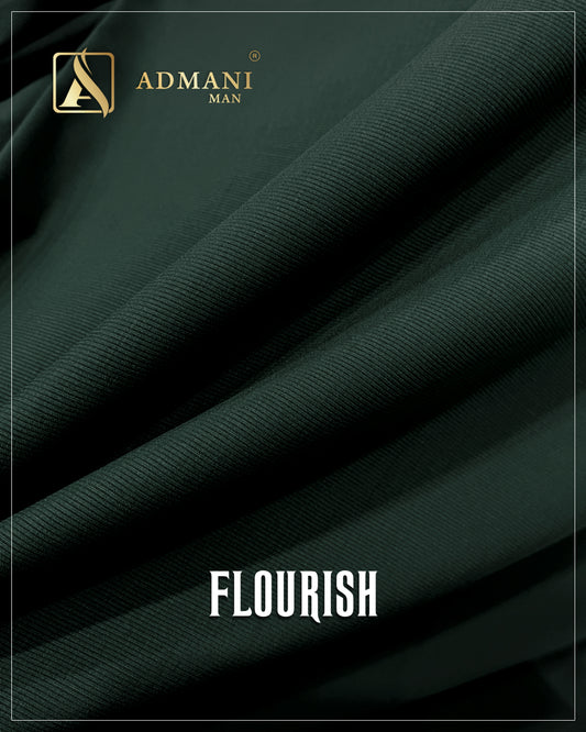 Dark green Premium unstitched Wash & Wear men's kurta fabric from Flourish collection by Admani Menswear Pakistan