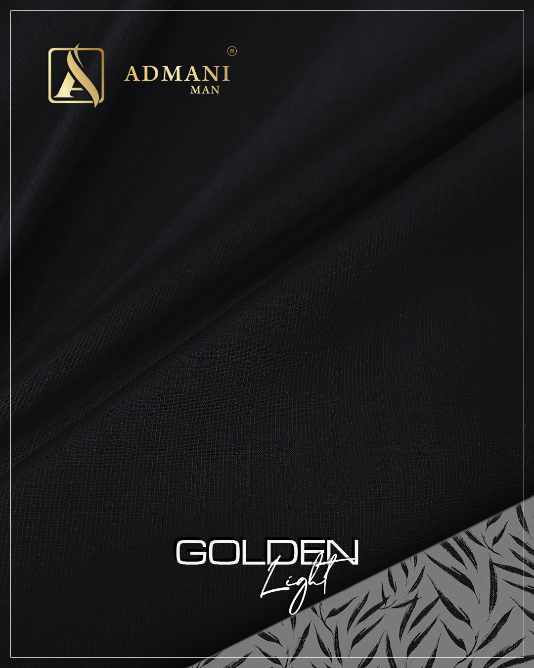 Golden Light Micro Design Unstitched Fabric Black by Admani Menswear