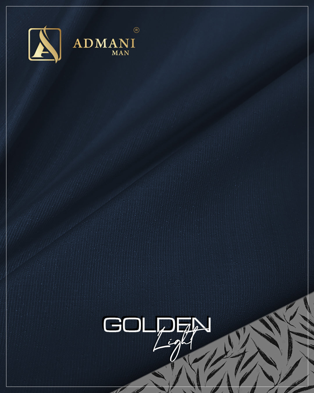Golden Light Micro Design Unstitched Fabric Navy Blue by Admani Menswear