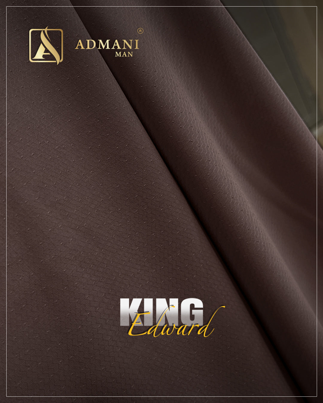King Edward Cedar Brown Premium Textured Fabric for Office Wear by Admani Pakistan
