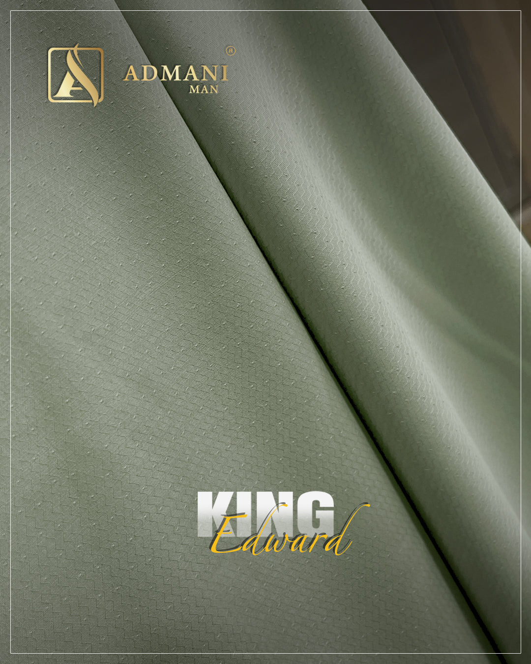 King Edward Sage Green Premium Textured Fabric for Sophisticated Wear by Admani Pakistan