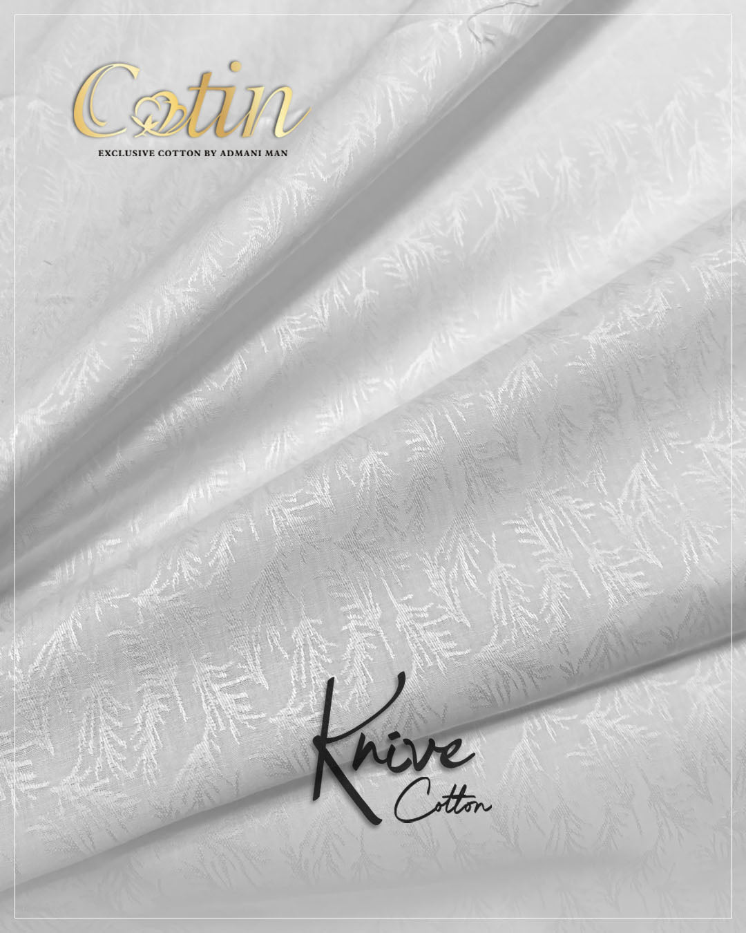 Knive White Premium Cotton Unstitched Fabric Menswear Shalwar Kameez by Admani Menswear Pakistan