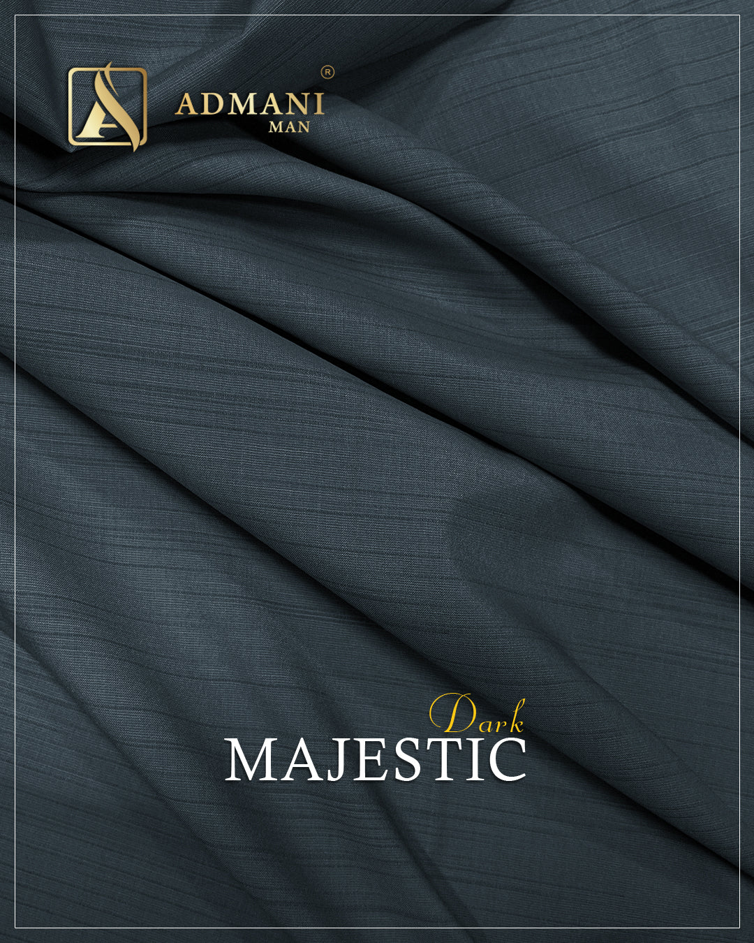 Majestic Dark Blue Sapphire Premium Unstitched Fabric Menswear Shalwar Kameez by Admani Menswear Pakistan