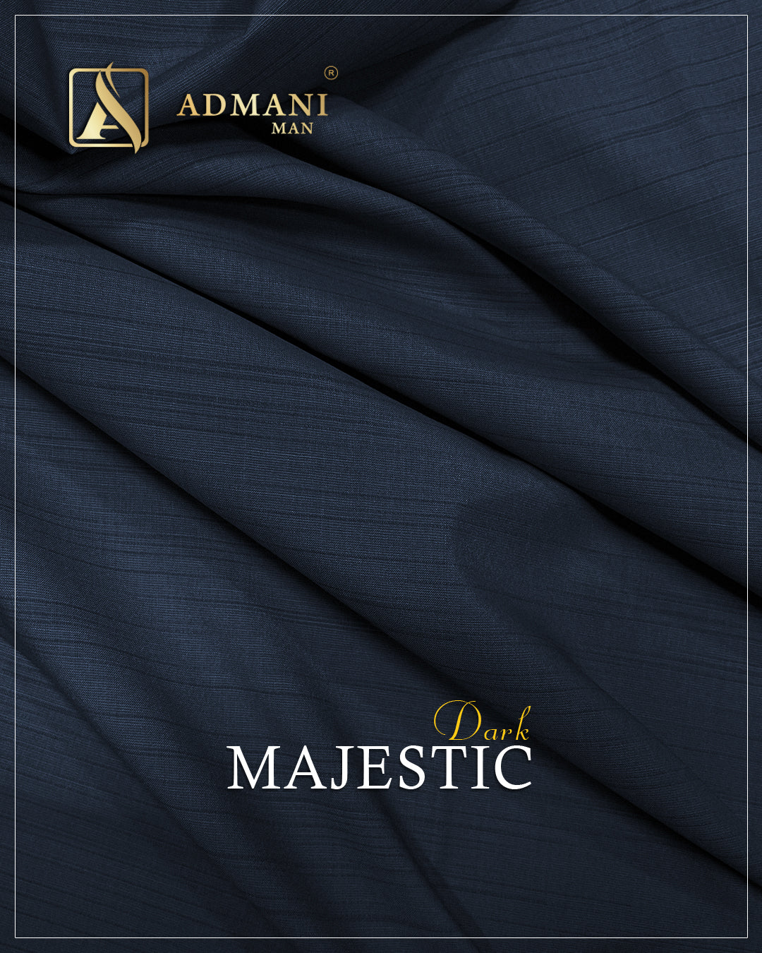 Majestic Dark Navy Blue Premium Unstitched Fabric Menswear Shalwar Kameez by Admani Menswear Pakistan
