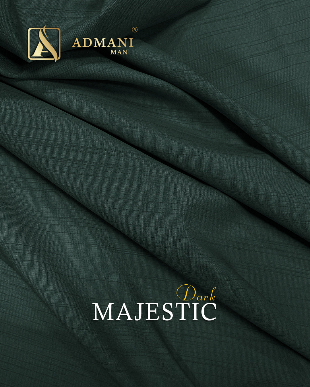 Majestic Dark Seaweed Green Premium Unstitched Fabric Menswear Shalwar Kameez by Admani Menswear Pakistan