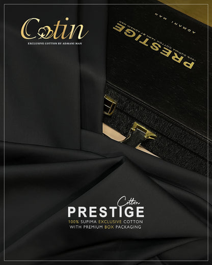 Prestige Supima cotton fabric with Admani Menswear premium packaging and elegant black box.