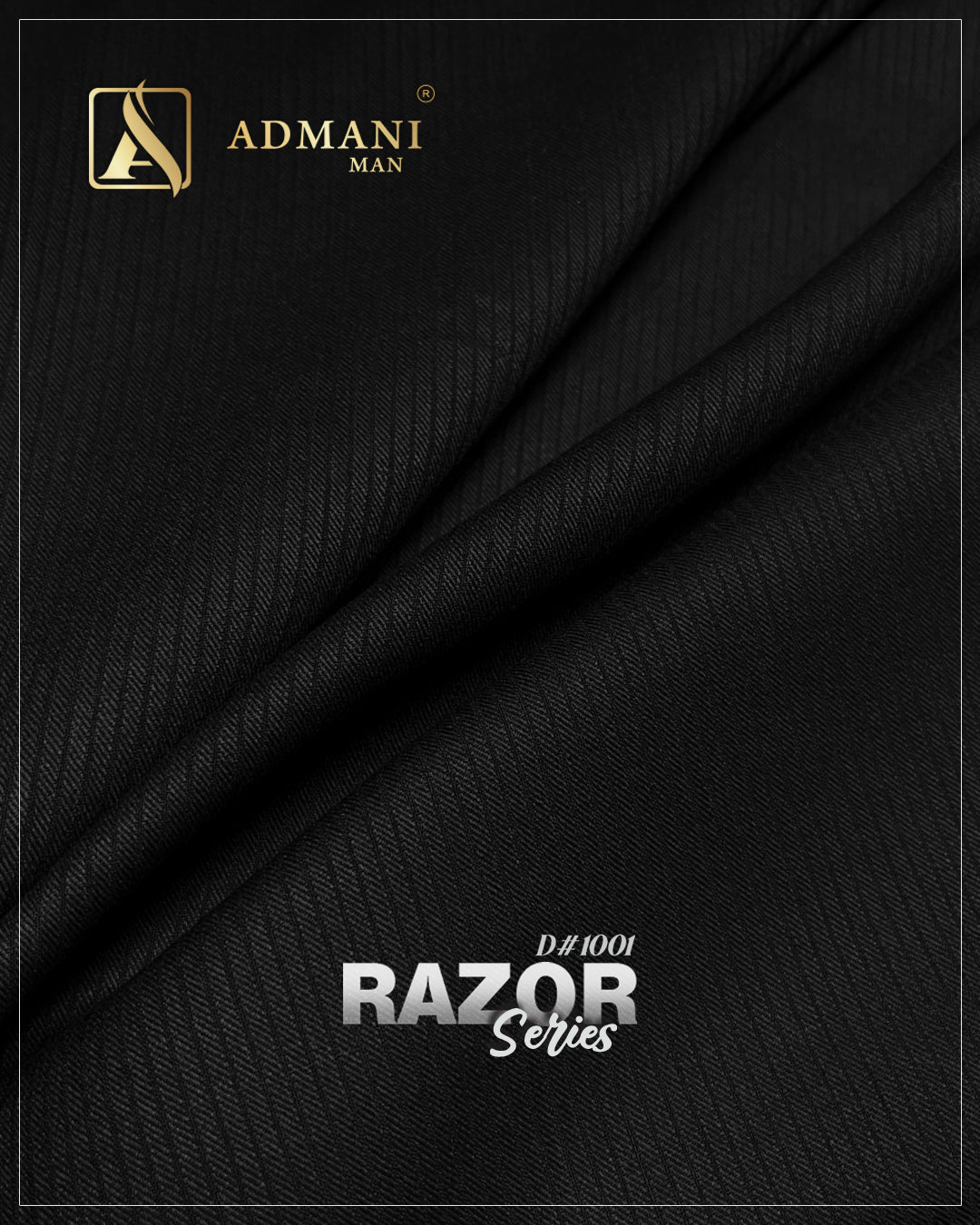 Razor Series D1001 Black Unstitched Fabric for Mens Shalwar Kameez by Admani Menswear