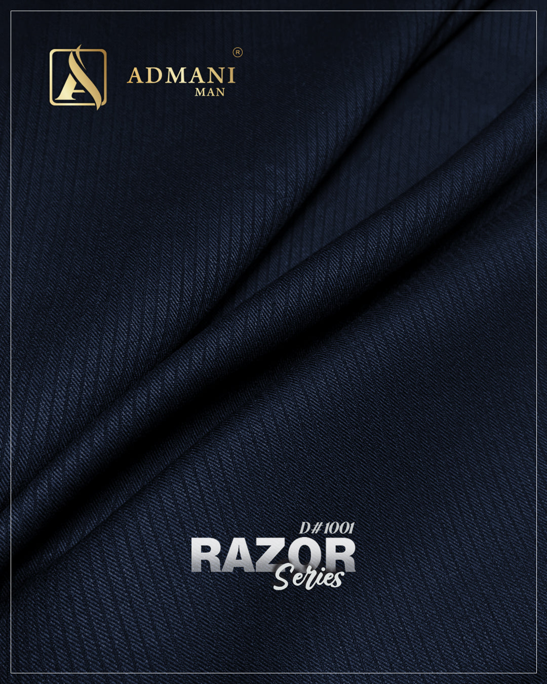 Razor Series D1001 Navy Blue Unstitched Shalwar Kameez Fabric by Admani Menswear Pakistan