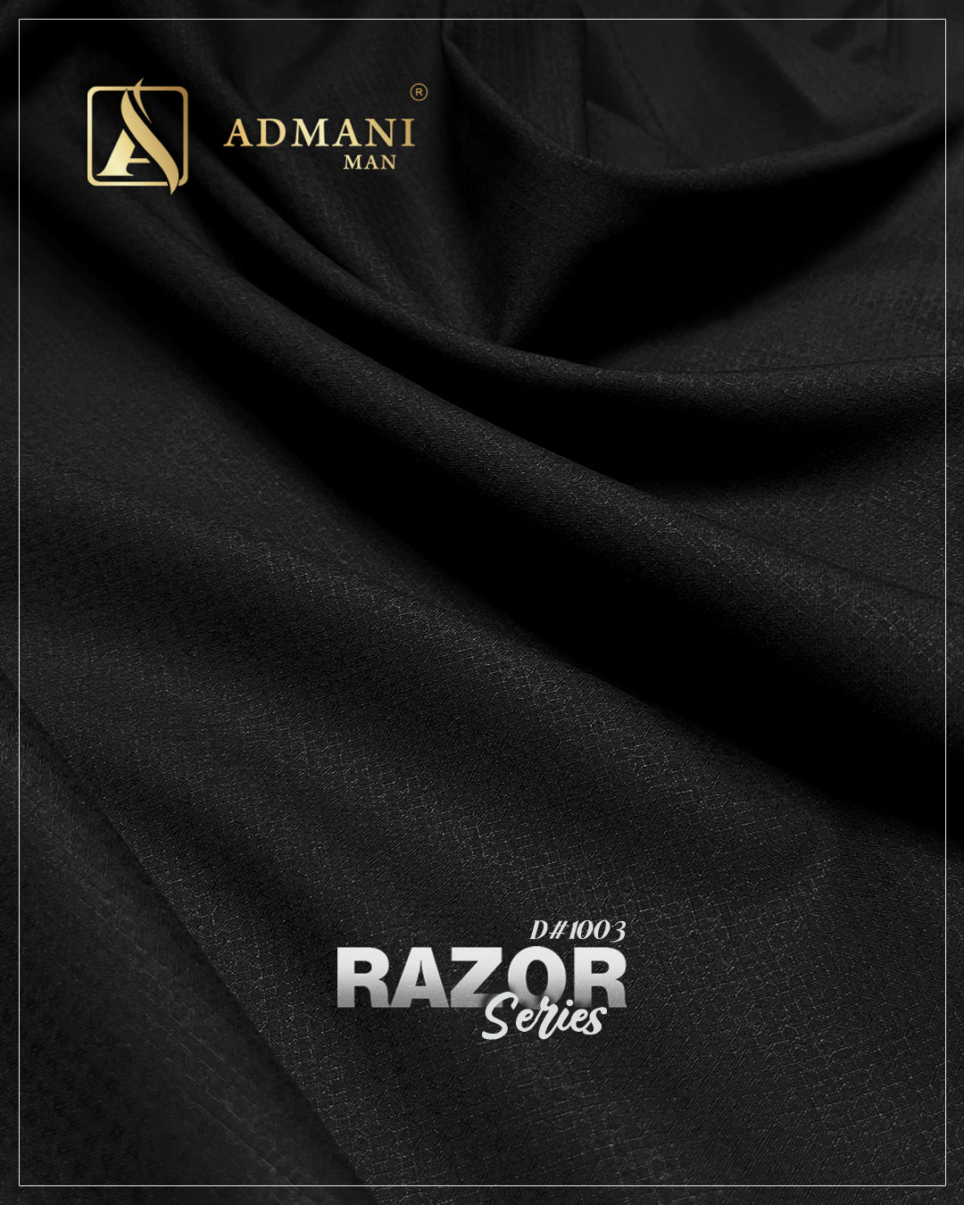 Razor Series D1003 Black Unstitched Fabric Menswear Shalwar Kameez by Admani Menswear