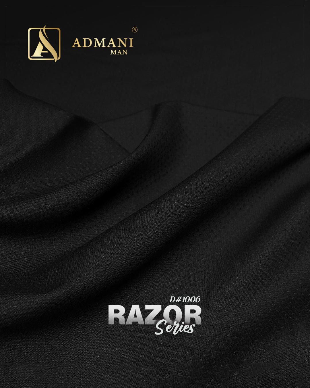 Razor Series D1006 Black Unstitched Shalwar Kameez Fabric by Admani Menswear Pakistan