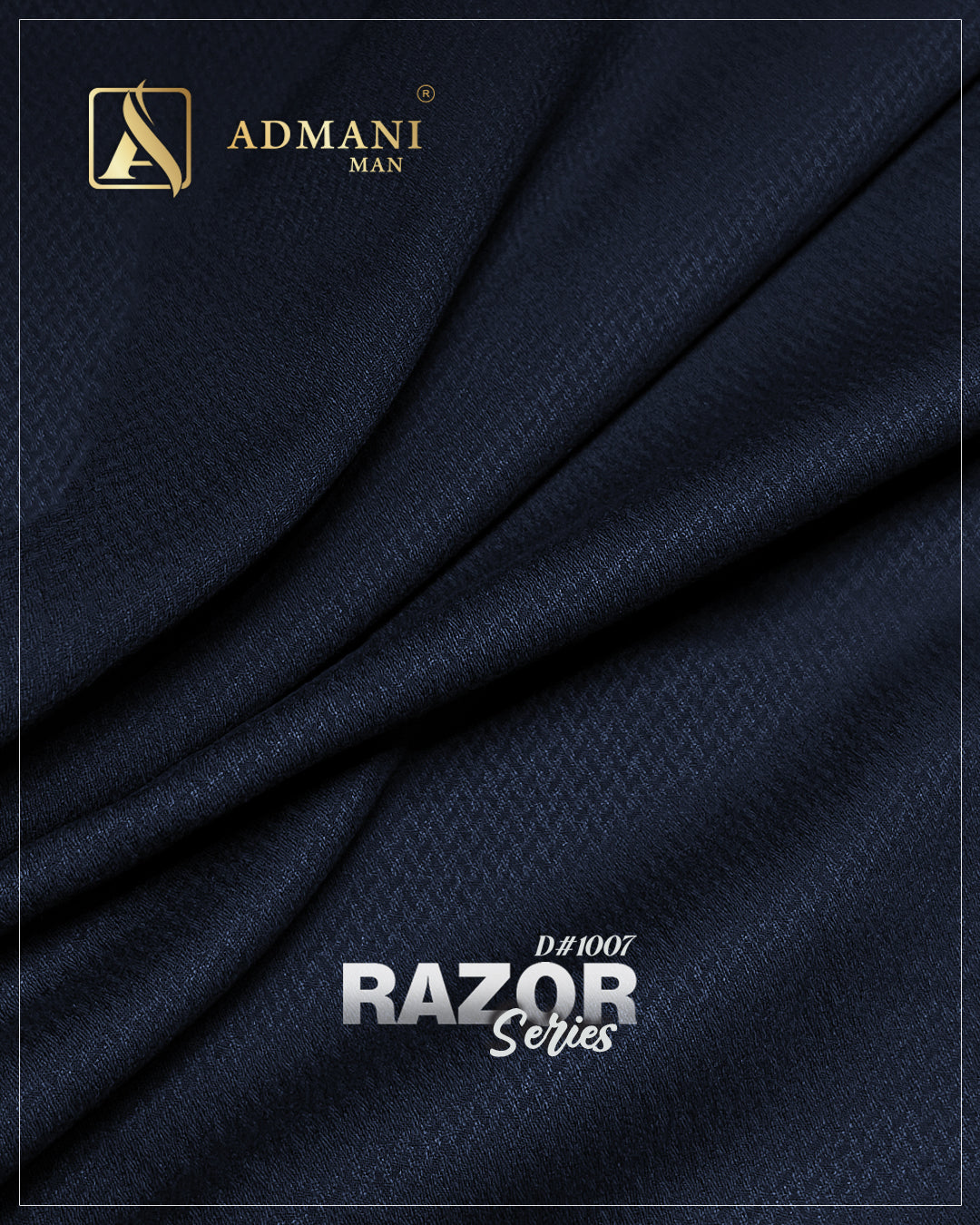 Razor Series D1007 Navy Blue Unstitched Shalwar Kameez Fabric by Admani Menswear Pakistan