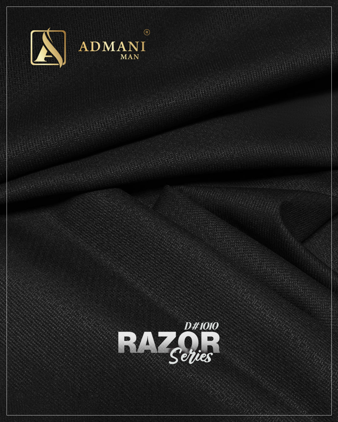 Razor Series D1010 Black Unstitched Shalwar Kameez Fabric for Men by Admani Menswear