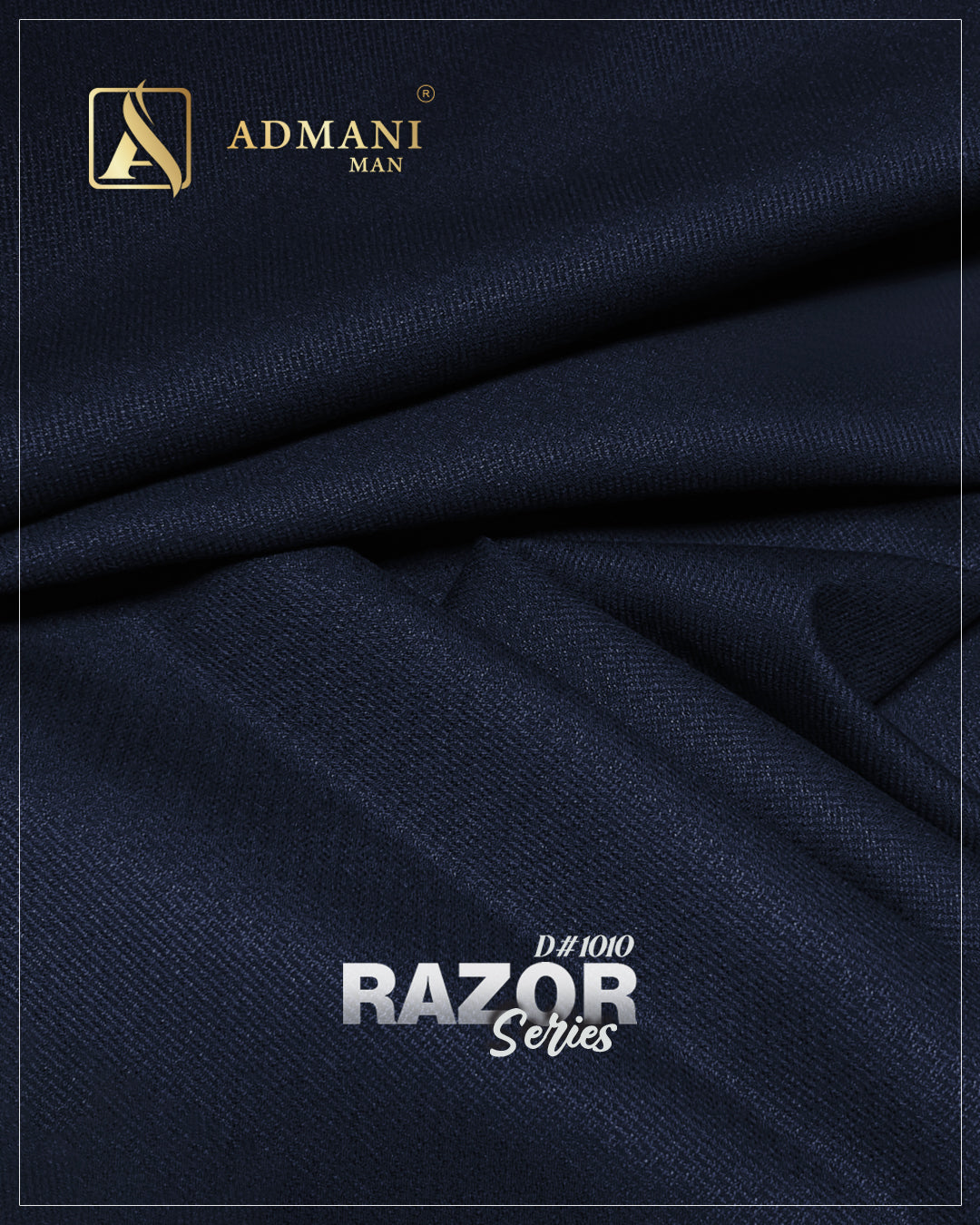 Razor Series D1010 Navy Blue Unstitched Shalwar Kameez Fabric by Admani Menswear Pakistan