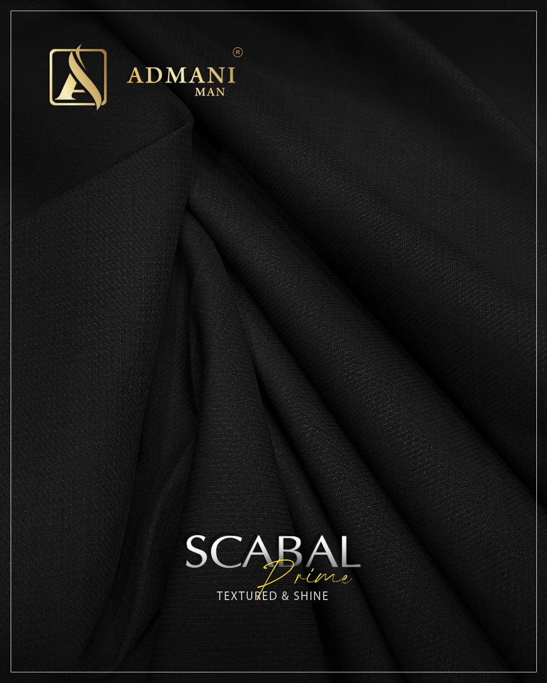 Scabal Prime Black Unstitched Fabric Menswear Shalwar Kameez by Admani Menswear Pakistan