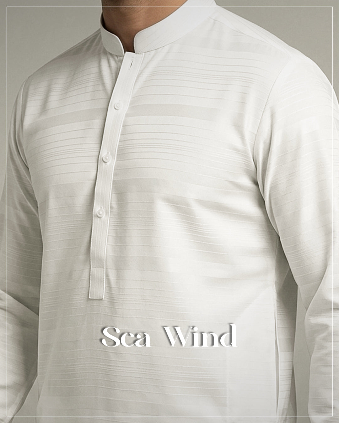 Sea Wind Off White Premium Dobby Linen Textured Fabric for Menswear Shalwar Kameez by Admani Pakistan - breathable summer weave for formal styling